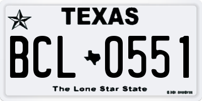 TX license plate BCL0551