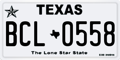 TX license plate BCL0558