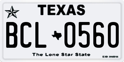 TX license plate BCL0560