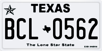 TX license plate BCL0562