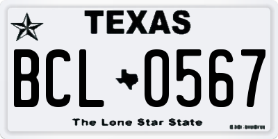 TX license plate BCL0567