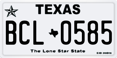 TX license plate BCL0585