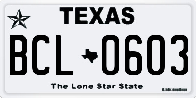 TX license plate BCL0603