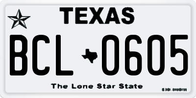 TX license plate BCL0605
