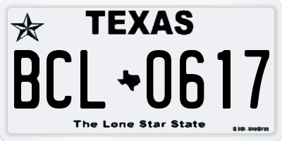 TX license plate BCL0617