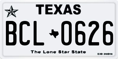 TX license plate BCL0626