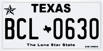 TX license plate BCL0630