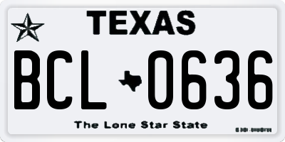 TX license plate BCL0636