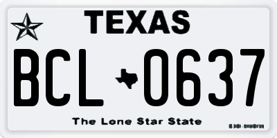 TX license plate BCL0637