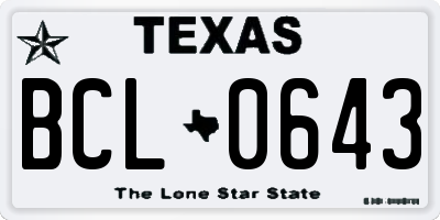 TX license plate BCL0643