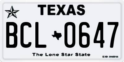 TX license plate BCL0647