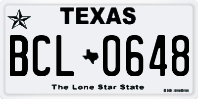 TX license plate BCL0648
