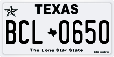 TX license plate BCL0650