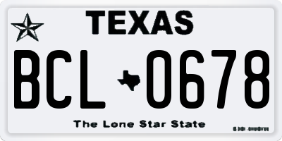 TX license plate BCL0678