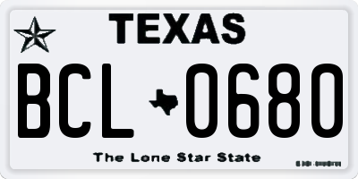 TX license plate BCL0680
