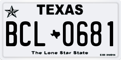 TX license plate BCL0681