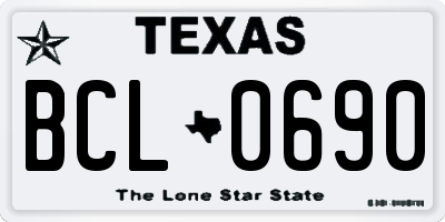 TX license plate BCL0690