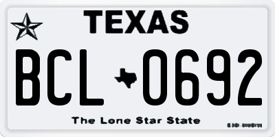 TX license plate BCL0692