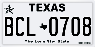 TX license plate BCL0708