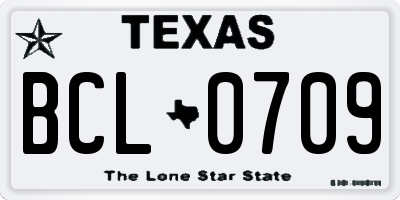 TX license plate BCL0709
