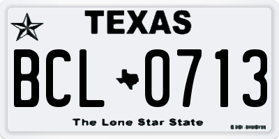 TX license plate BCL0713