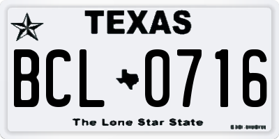 TX license plate BCL0716