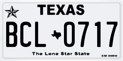 TX license plate BCL0717