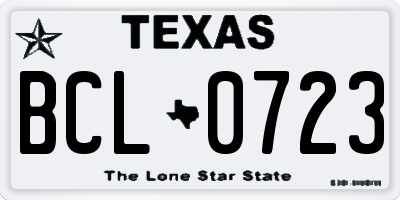 TX license plate BCL0723