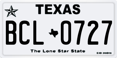TX license plate BCL0727