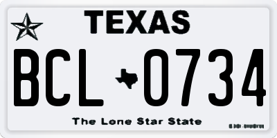 TX license plate BCL0734
