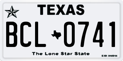 TX license plate BCL0741