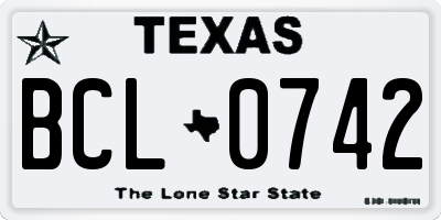 TX license plate BCL0742