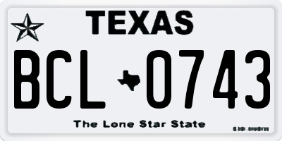 TX license plate BCL0743