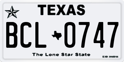 TX license plate BCL0747