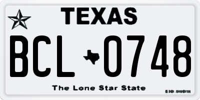 TX license plate BCL0748