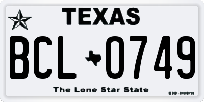 TX license plate BCL0749