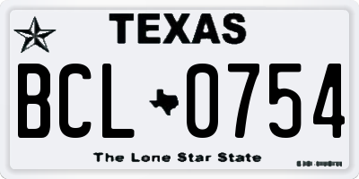 TX license plate BCL0754