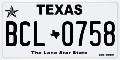 TX license plate BCL0758