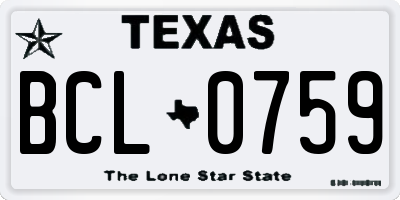 TX license plate BCL0759
