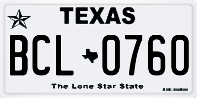 TX license plate BCL0760