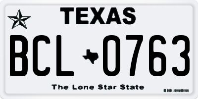 TX license plate BCL0763
