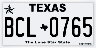 TX license plate BCL0765