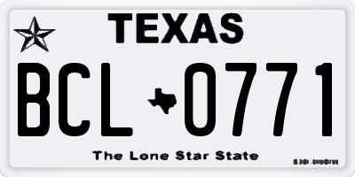 TX license plate BCL0771
