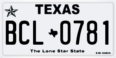 TX license plate BCL0781