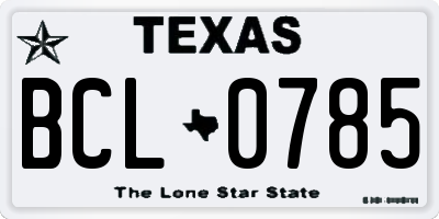 TX license plate BCL0785