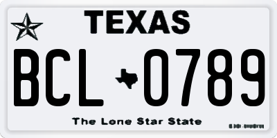 TX license plate BCL0789