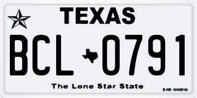 TX license plate BCL0791