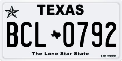 TX license plate BCL0792