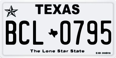 TX license plate BCL0795