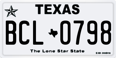 TX license plate BCL0798